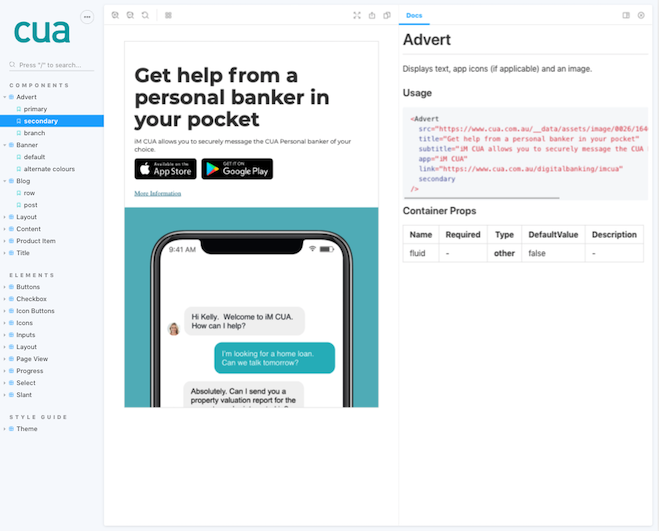 CUA: ReactJS Component Library (2019)